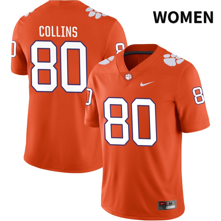 Women's Clemson Tigers Beaux Collins #80 College Orange NIL 2022 NCAA Authentic Jersey Style YAB42N5L